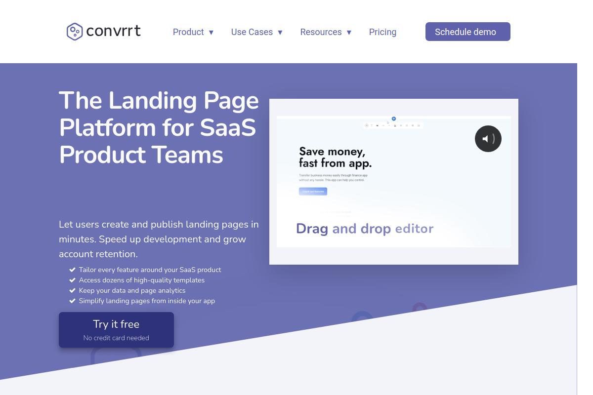 Screenshot of Convrrt_The_Landing_Page_Builder_Platform_for_SaaS