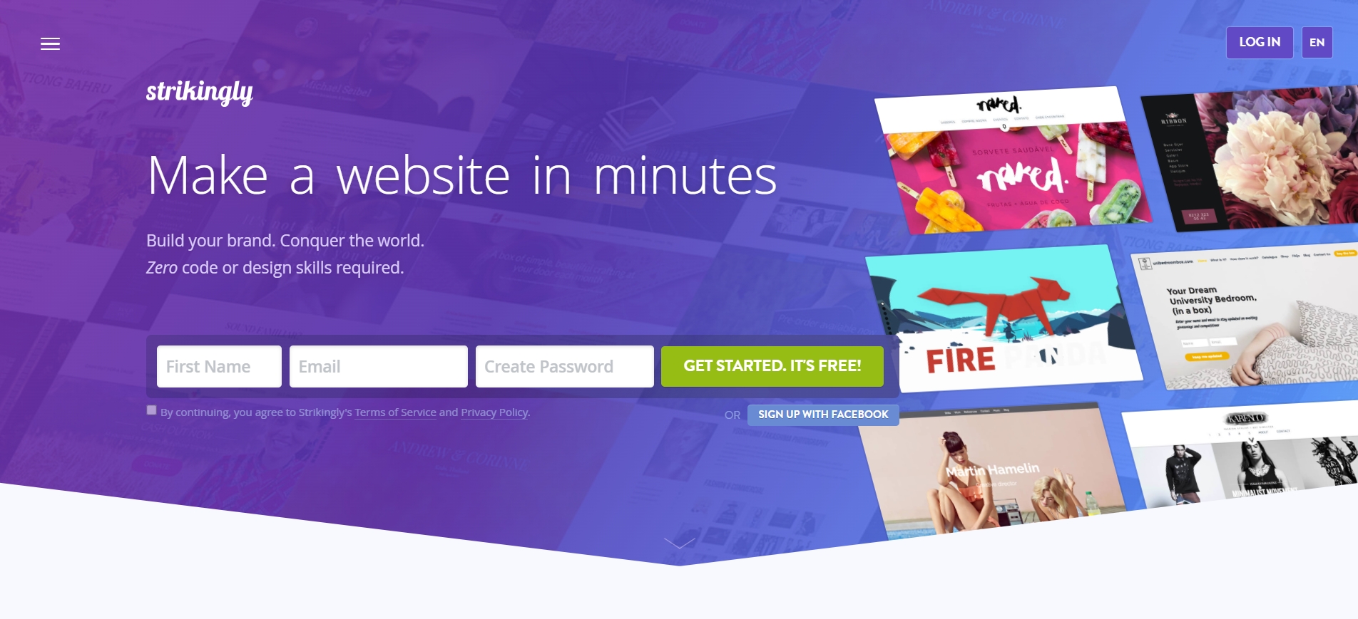 screenshot of strikingly